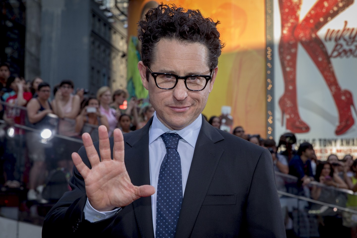 Producer and director J.J. Abrams poses on the red carpet for a screening of the film "Mission Impossible: Rogue Nation" in New York