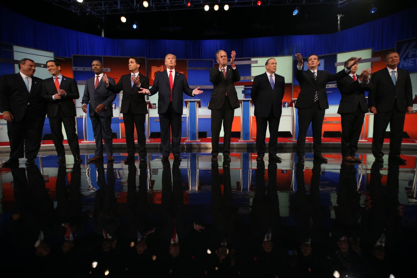 Chris Christie, Marco Rubio, Ben Carson, Scott Walker, Donald Trump, Jeb Bush, Mike Huckabee, Ted Cruz, Rand Paul, John Kasich
