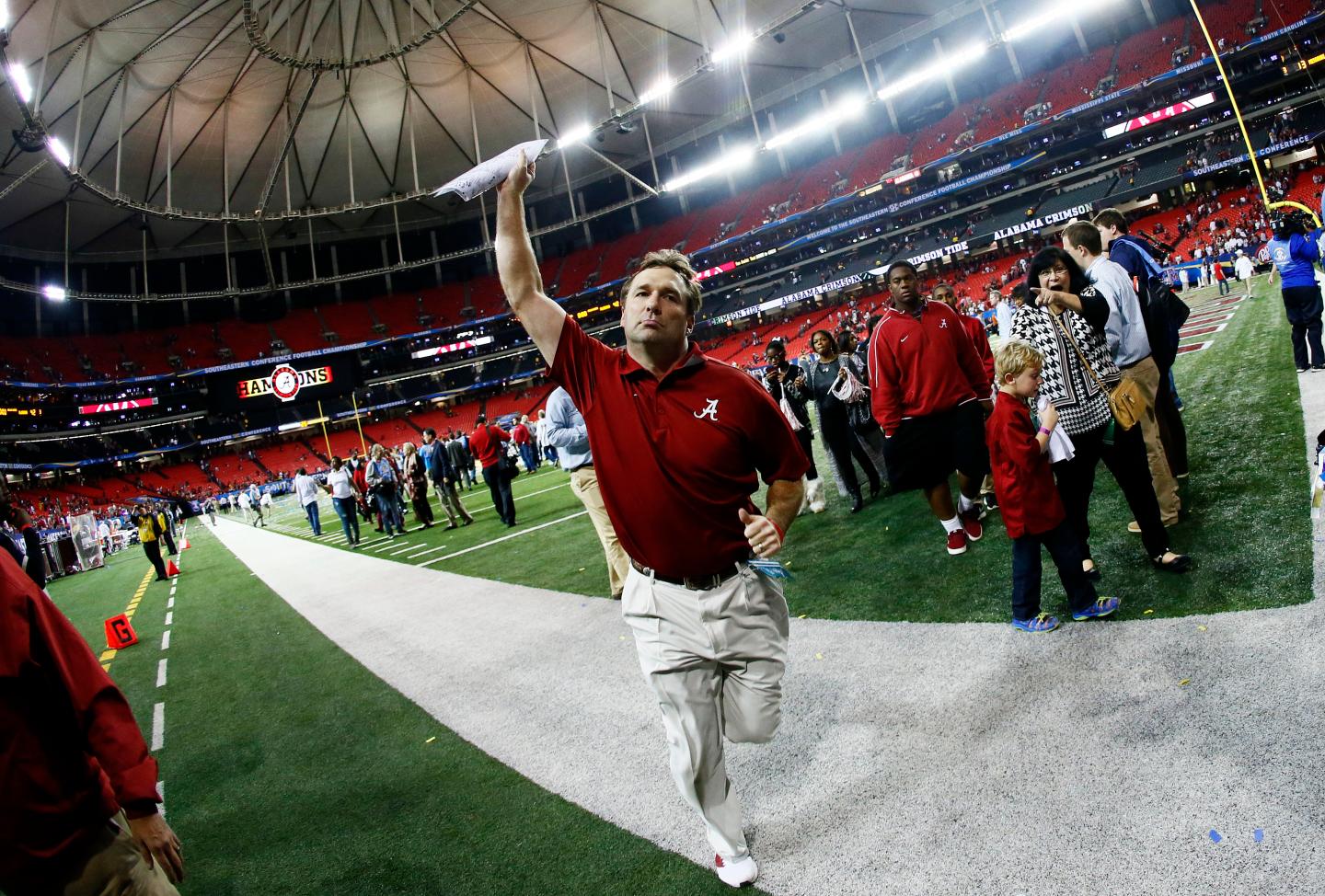 of the SEC Championship game at the Georgia Dome on December 6, 2014 in Atlanta, Georgia.