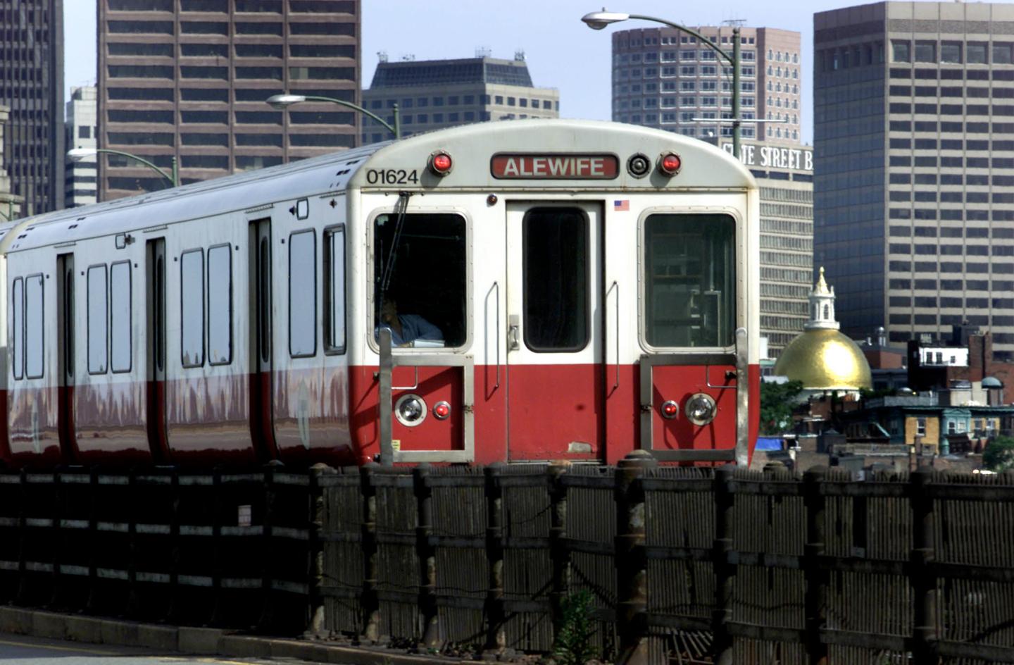 MBTA Red Line Train On Longfellow Bridge