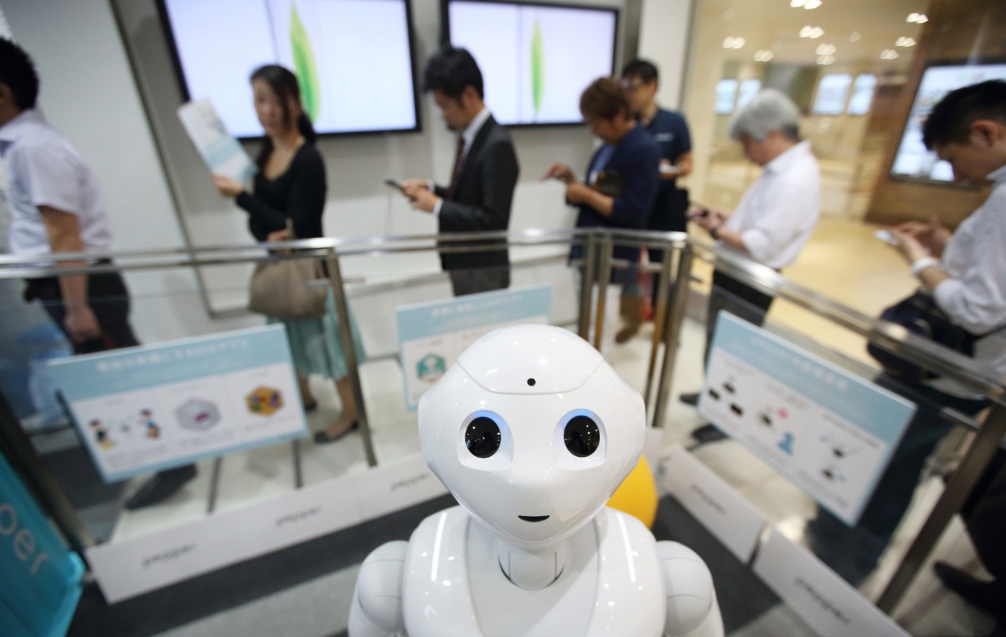 Customers At A SoftBank Corp. Store As Pre-Order For Pepper Robot Begins