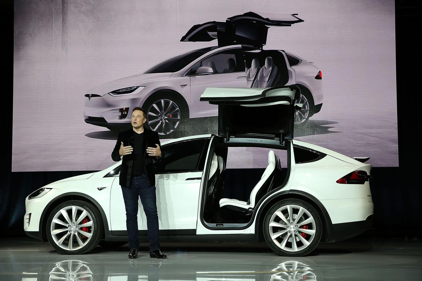 Tesla CEO Elon Musk speaks during an event to launch the new Tesla Model X Crossover SUV on September 29, 2015 in Fremont, California. After several production delays, Elon Mush officially launched the much anticipated Tesla Model X Crossover SUV. The
