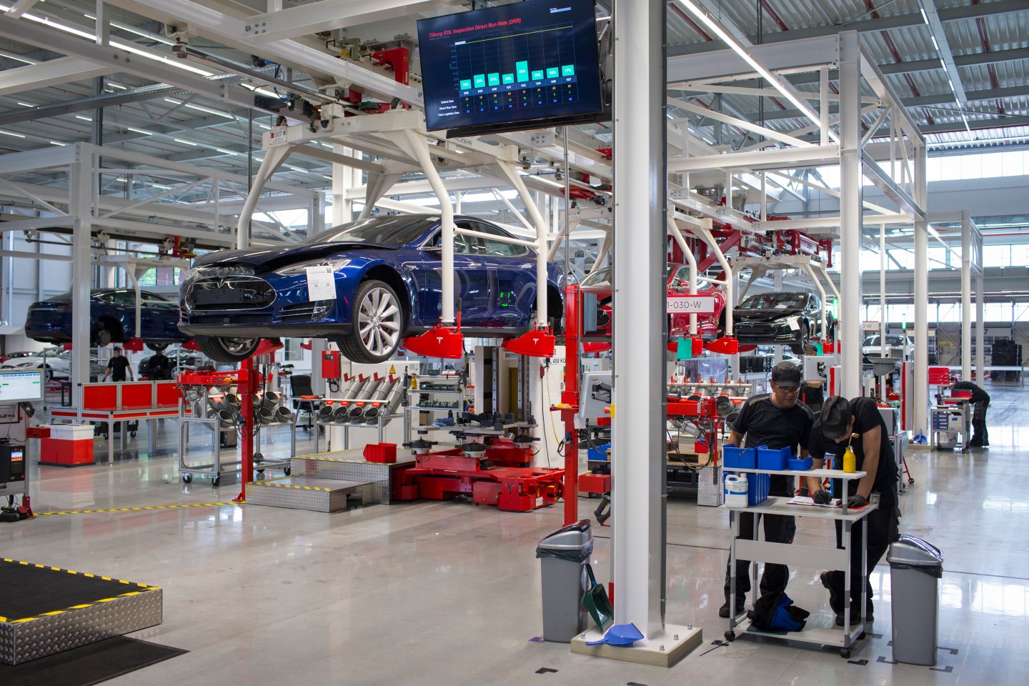Assembly Of Tesla Model S Electric Automobiles At A Tesla Motors Inc. Factory
