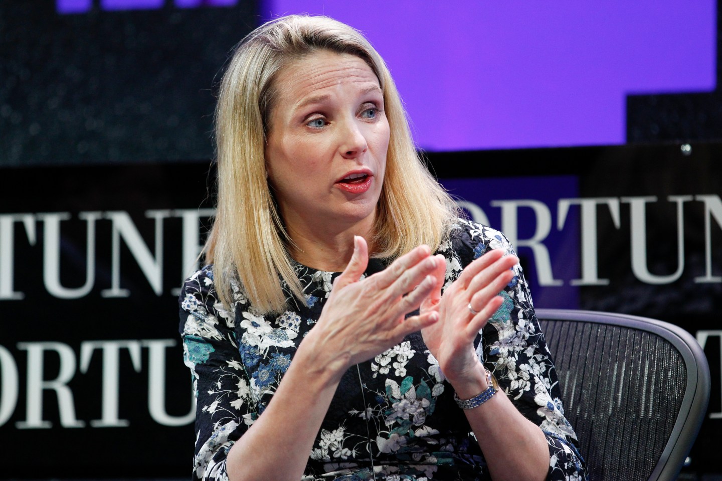 Marissa Mayer speaks during the Fortune Global Forum on Nov. 3 in San Francisco.