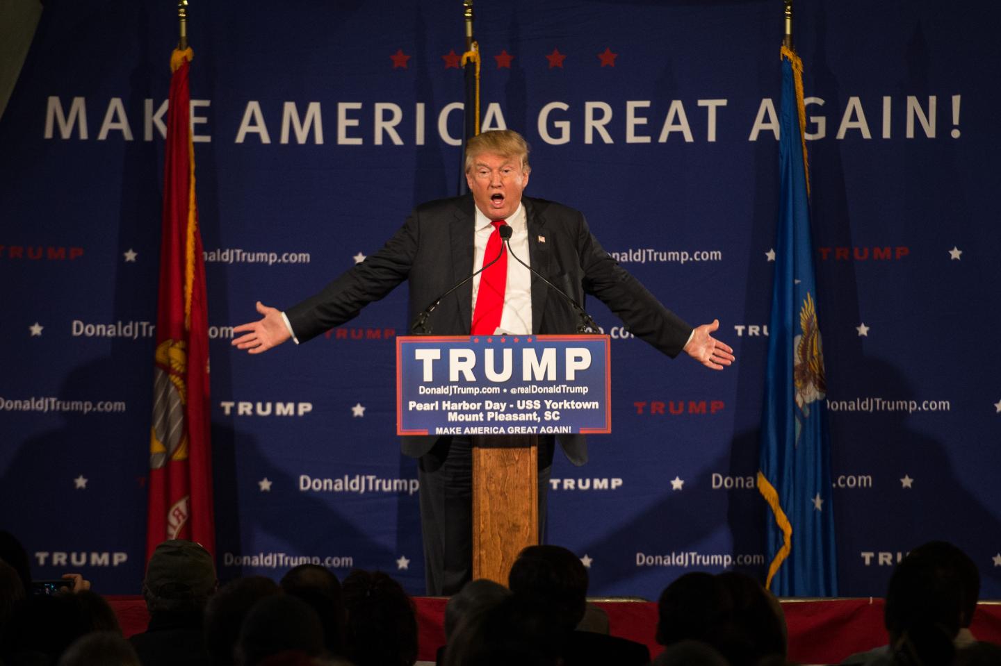 Donald Trump Holds Pearl Harbor Day Rally At USS Yorktown