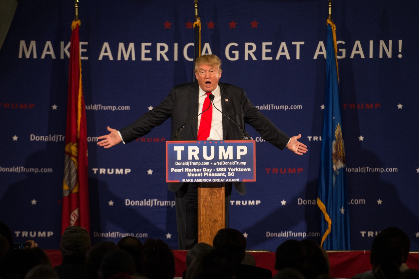 Donald Trump Holds Pearl Harbor Day Rally At USS Yorktown