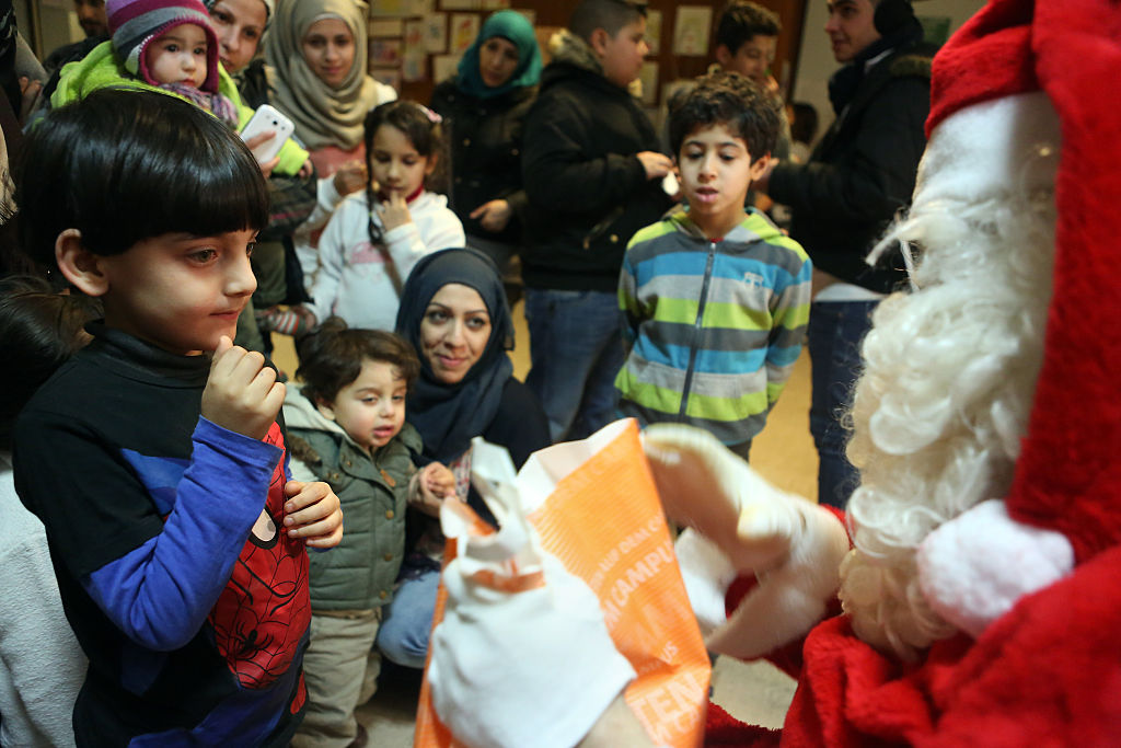 Santa Claus Visits Migrants Shelter