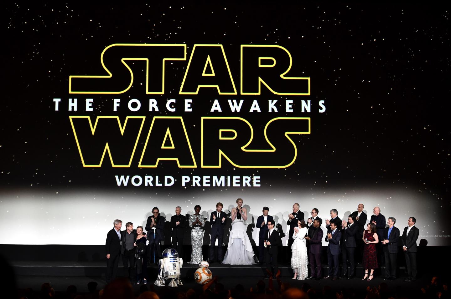 Cast attends the World Premiere of Star Wars: The Force Awakens at the Dolby, El Capitan, and TCL Theatres on December 14, 2015 in Hollywood, California.