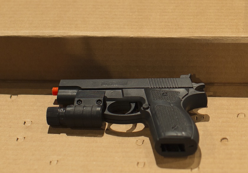 LOS ANGELES, CA - FEBRUARY 12, 2015: The replica gun involved in the LAPD shooting of 15-year-old J