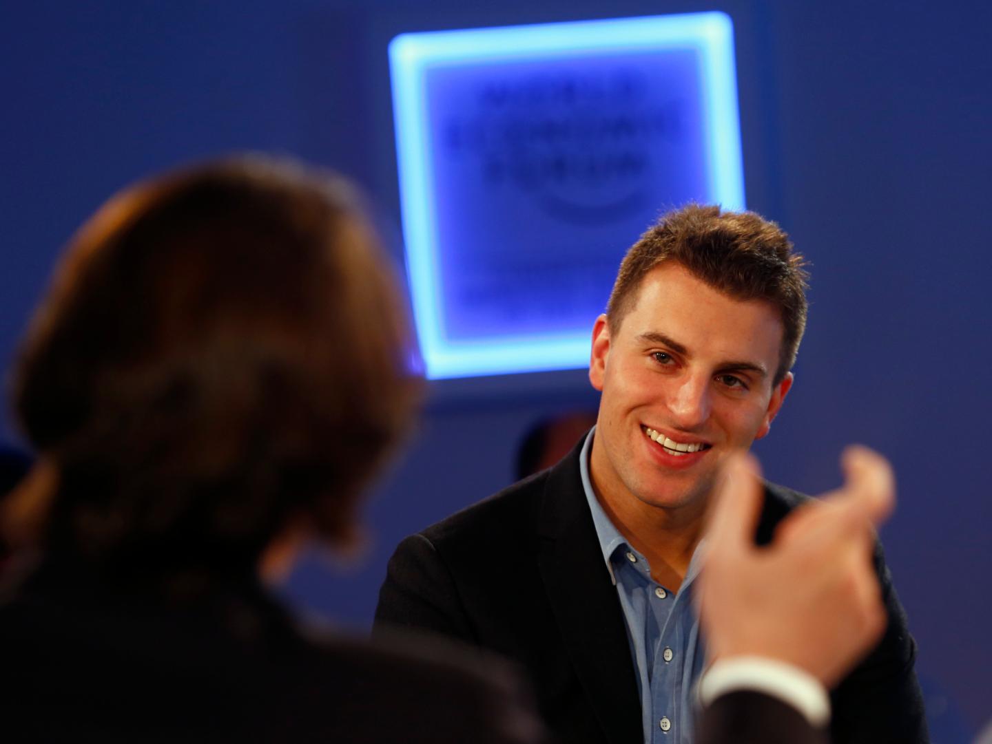 Chesky CEO of Airbnb attends session of World Economic Forum in Davos