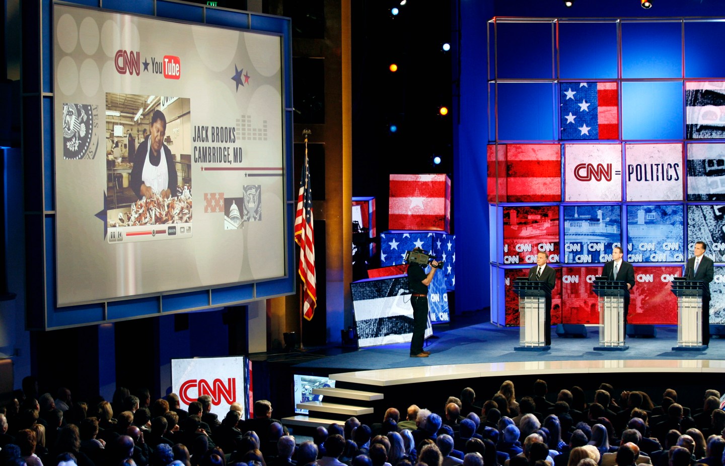 Republican presidential candidates take questions at the CNN/YouTube/Republican Party of Florida presidential debate in St. Petersburg