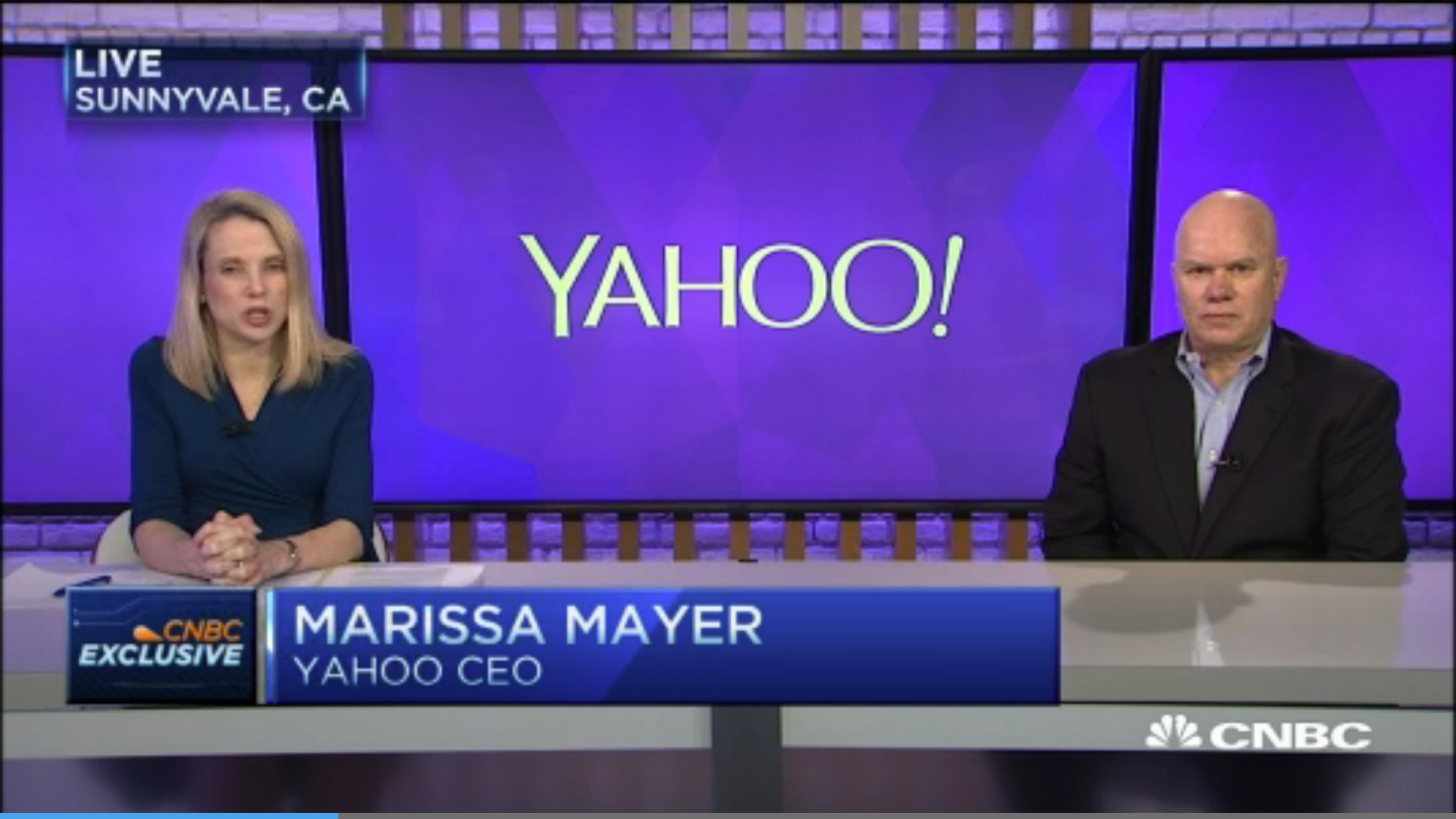 Yahoo CEO Marissa Mayer and chairman Maynard Webb on CNBC on Dec. 9, 2015