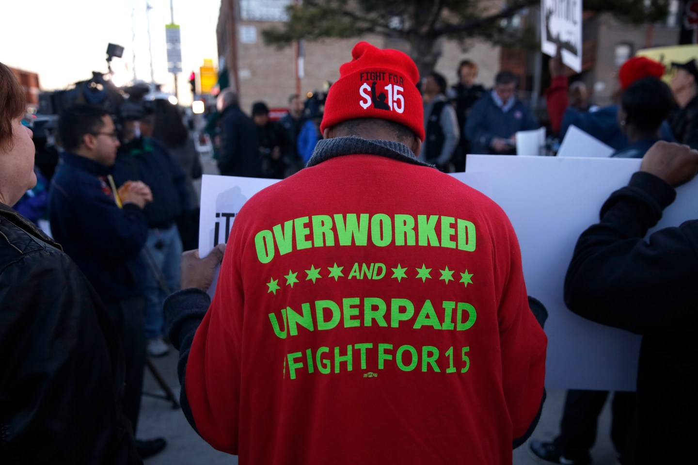 Labor groups protest Wednesday for $15 wage