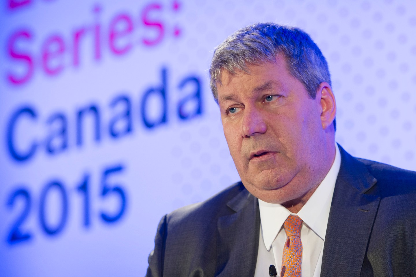 J. Michael Pearson, chief executive officer, Valeant Pharmaceuticals International Inc., speaks during the Bloomberg Economic Series: Canada 2015 in Toronto, Ontario Thursday May 21/2015. (Photo by Kevin Van Paassen/Bloomberg)