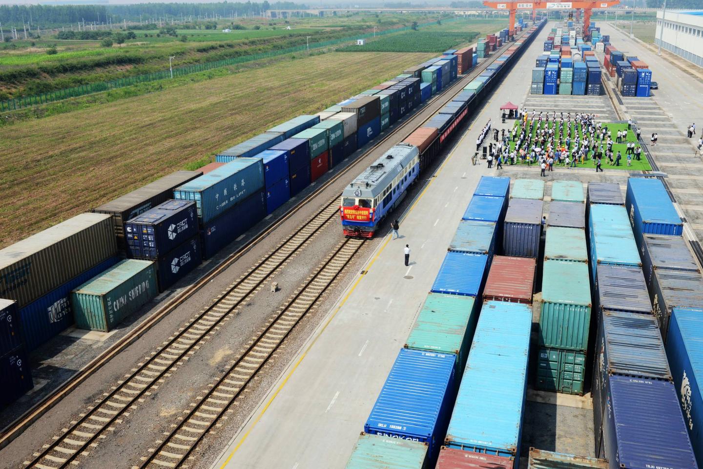 First Qingdao-Central Asia Freight Train In Qingdao, China