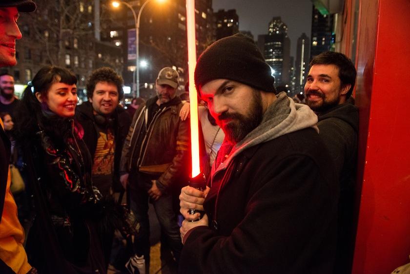 Fans Line Up To Watch "Star Wars: The Force Awakens" In New York City