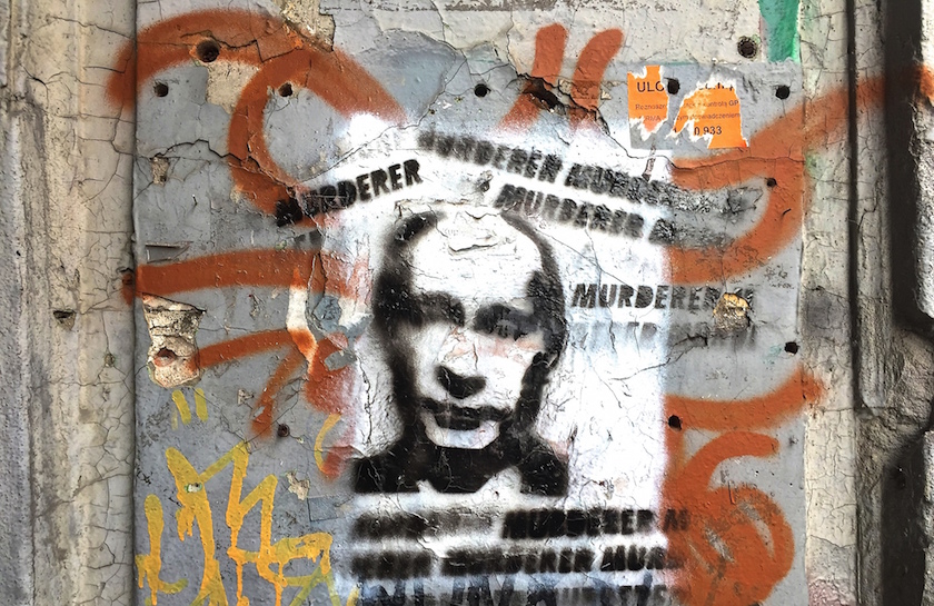 Graffiti in Warsaw depicting Vladimir Putin