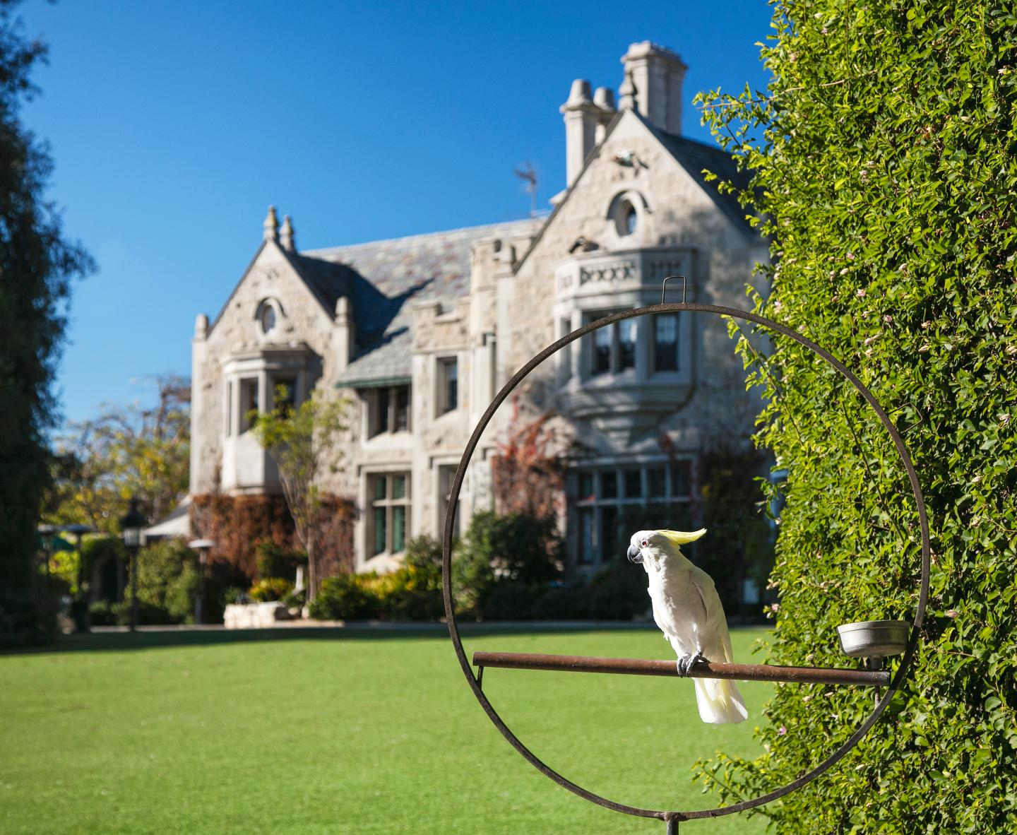 Exterior of the Playboy Mansion.