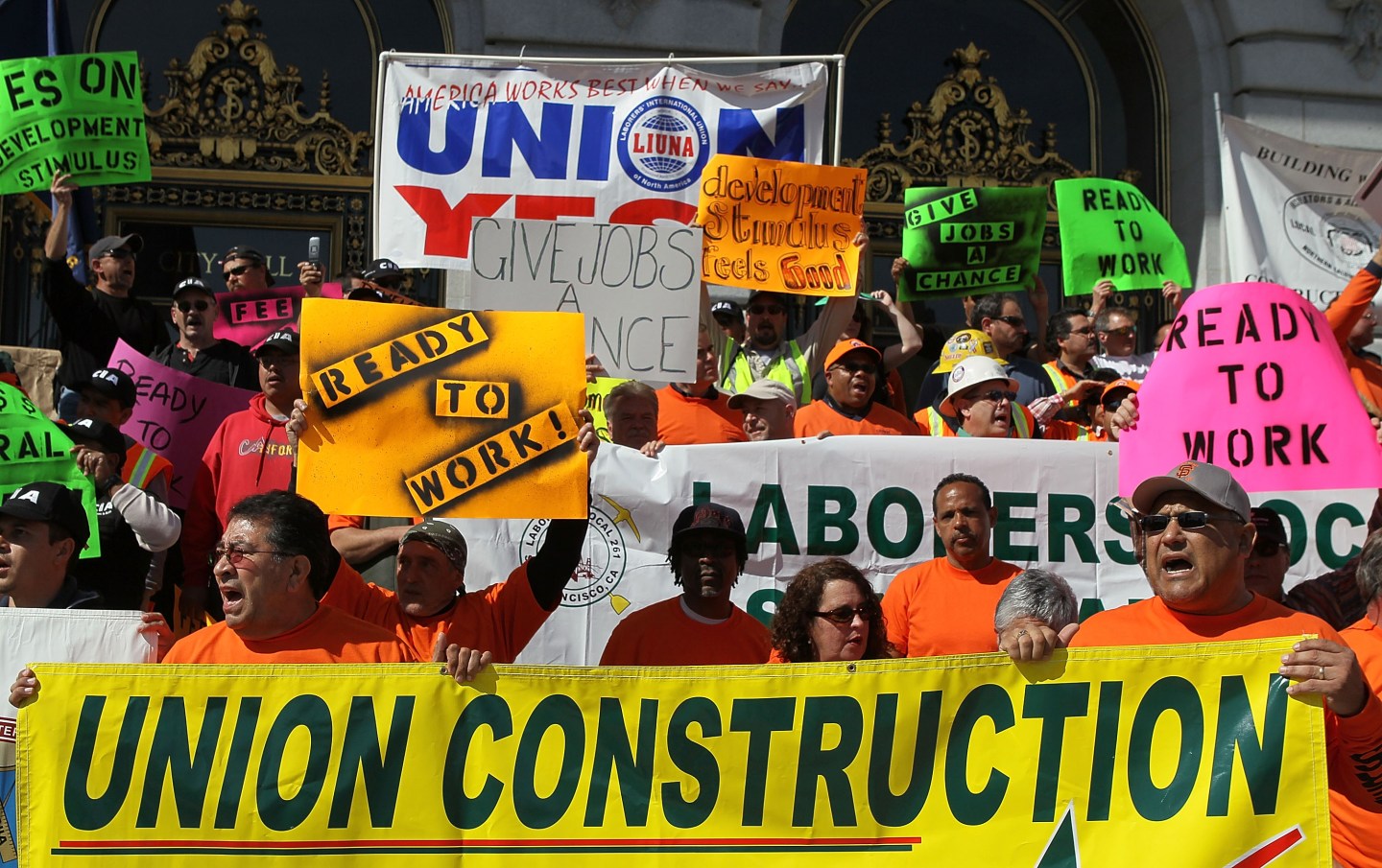 Unions Rally For Stimulus And Jobs Legislation In San Francisco