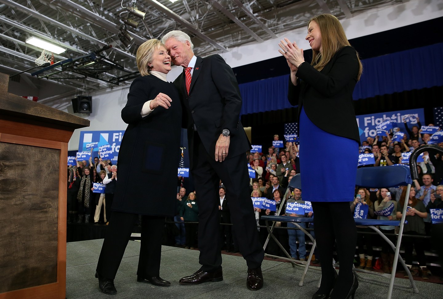 Democratic Presidential Candidate Hillary Clinton Holds New Hampshire Primary Night Gathering