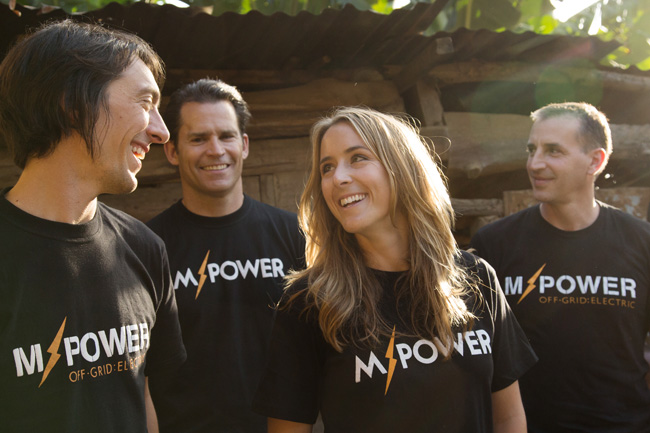 Off Grid Electric team members Xavier Helgesen (left), Bill Lenihan, Erica Mackey and Joshua Pierce (far right)