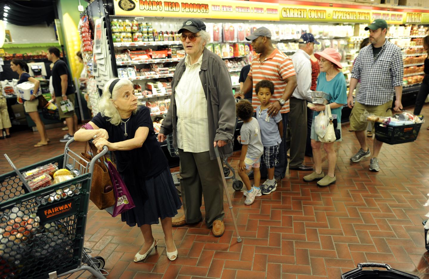 New Yorkers line up for the checkout lin