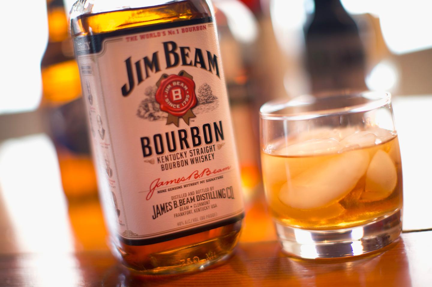 Jim Beam bourbon is shown on Feb. 3, 2015 in Chicago, Illinois.
