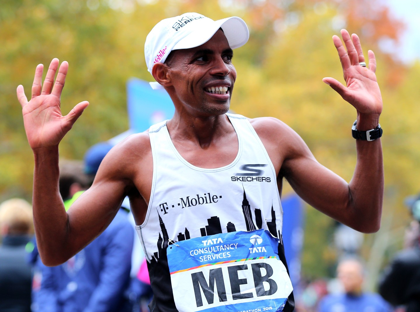 during the TCS New York City Marathon on November 1, 2015 in New York City.