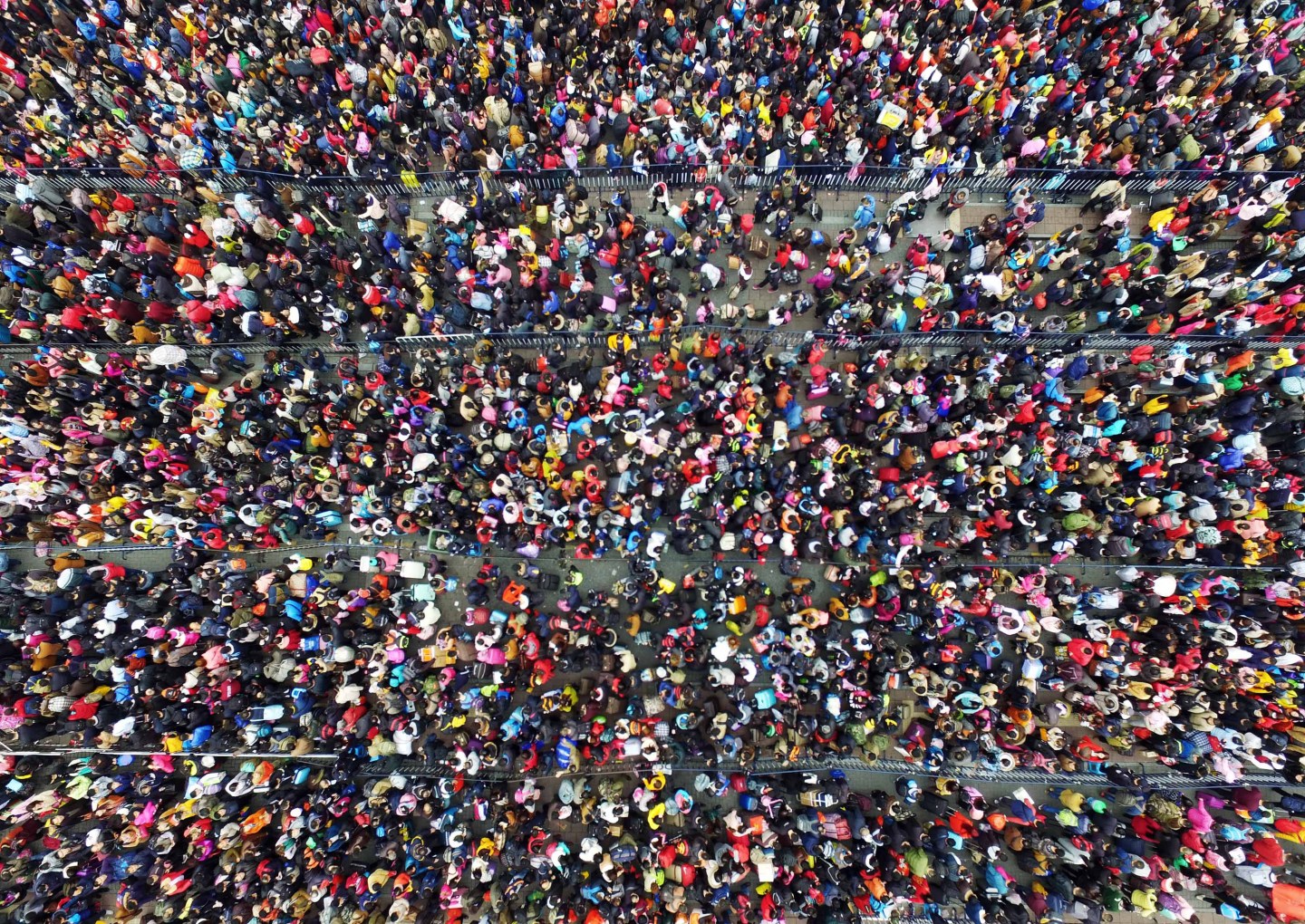 GUANGZHOU, Feb. 2, 2016 -- Passengers rushing home for the coming Spring Festival, or the Chinese Lunar New Year, are seen stranded out of Guangzhou railway station in Guangzhou,south China's Guangdong Province, Feb. 2, 2016. Some 50,000 passengers were detained in the railway station due to delays of trains caused by continous bad weather. (Xinhua/Liu Dawei)