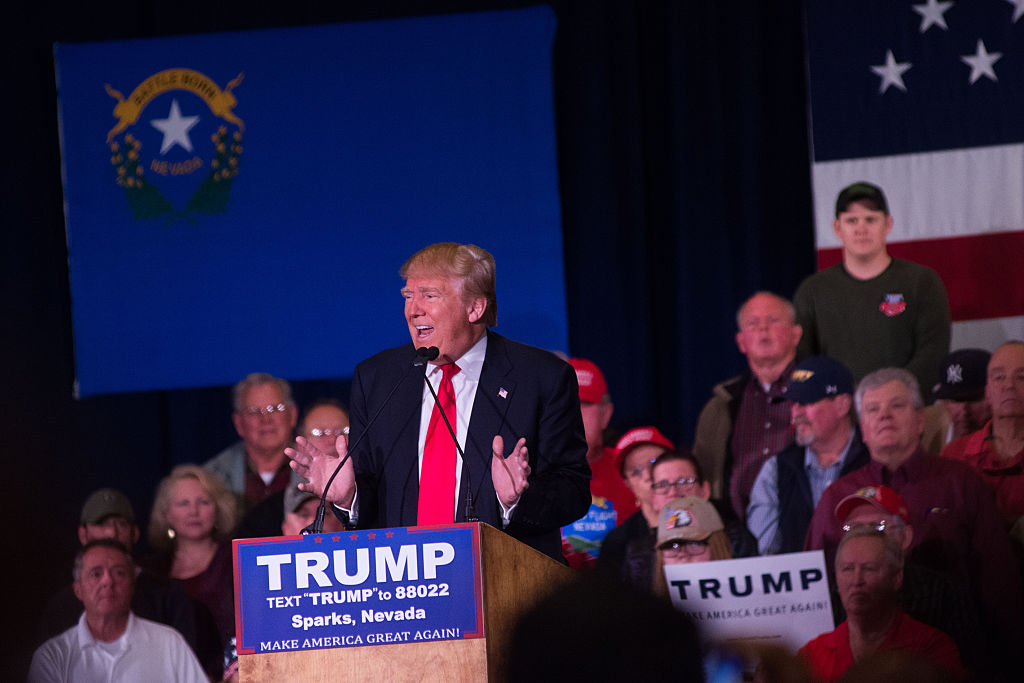 Trump Holds Campaign Rally In Sparks, Nevada On Day Of State's Caucus