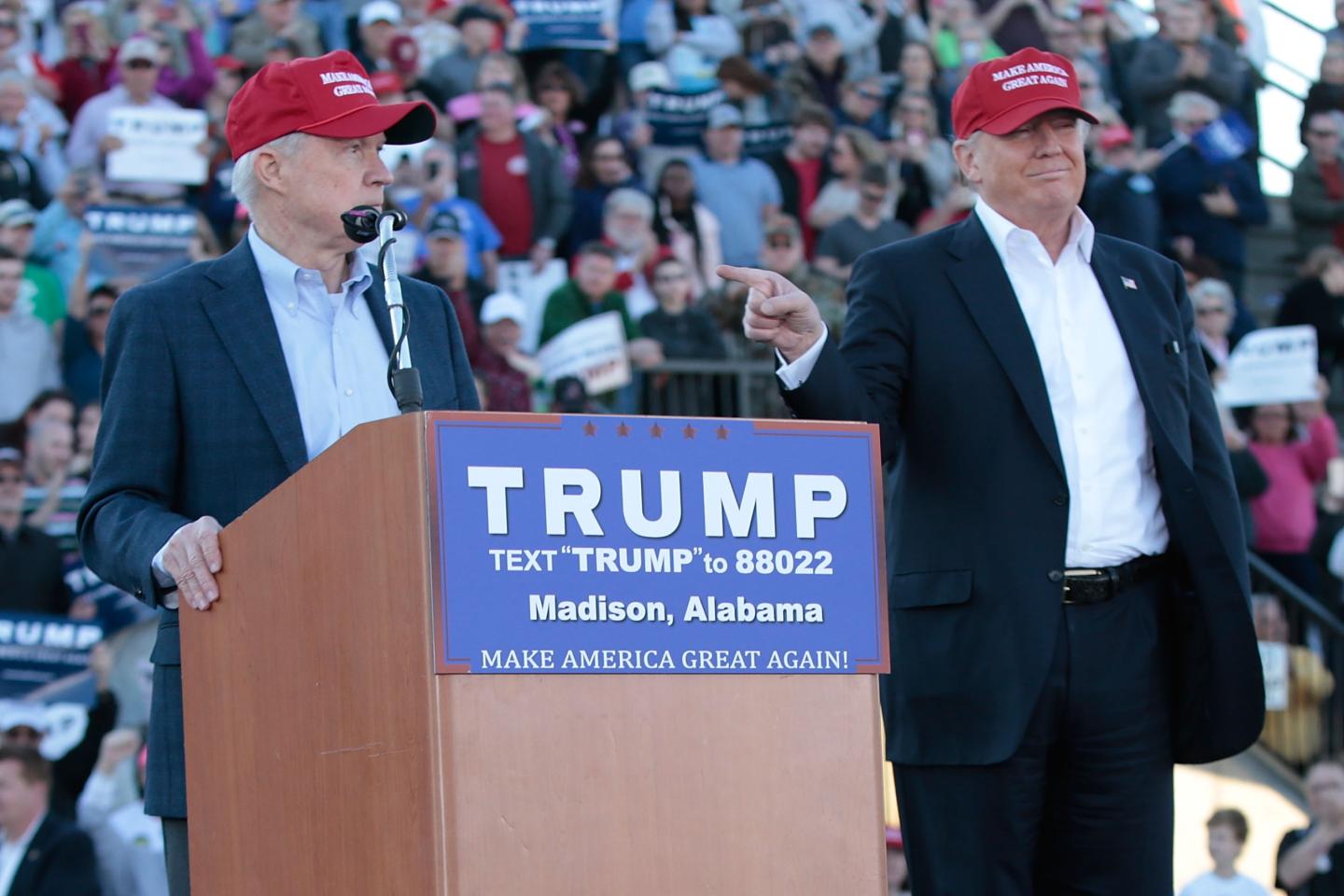 Republican Presidential Candidate Donald Trump Holds Primary Election Rally In Alabama