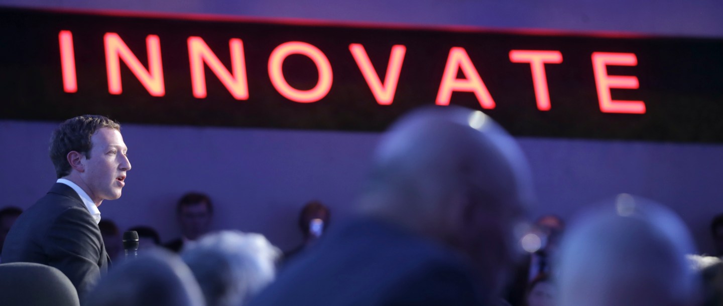 Facebook founder and CEO Zuckerberg delivers a speech at the awards ceremony of the newly established Axel Springer Award in Berlin