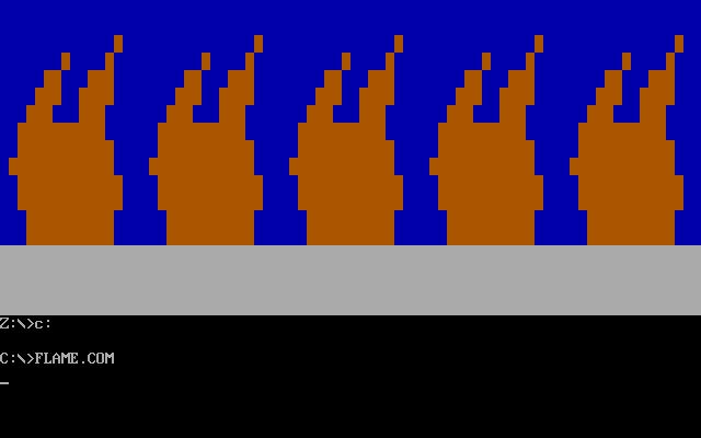 Screenshot of the vintage Flame.com virus.