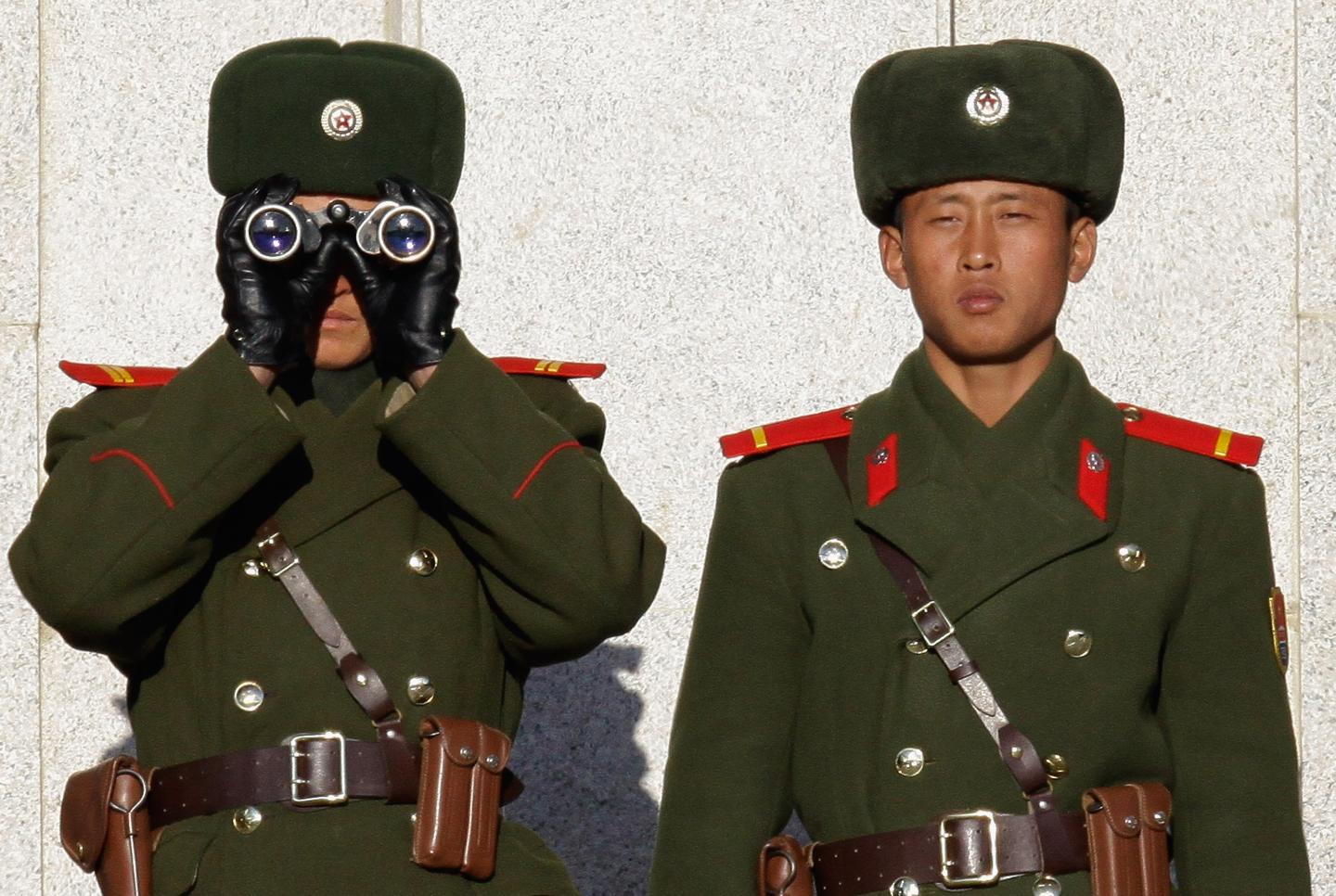 <> on December 22, 2011 in Panmunjom, South Korea. U.S. and South Korean defense intelligence reports today suggest that the transition of power in North Korea is going smoothly following the death of North Korean leader Kim Jong Il of a heart attack Saturday. His death has brought concerns about instability in the Korean Peninusla, with heavy attention being paid to the movements of the country's 1.2 million military personnel. State media has released imagery of North Korean's weeping and mourning at the main square in Pyongyang as citizens participate in an the state-wide 11-day mourning period culminating in a national memorial service December 28-29.