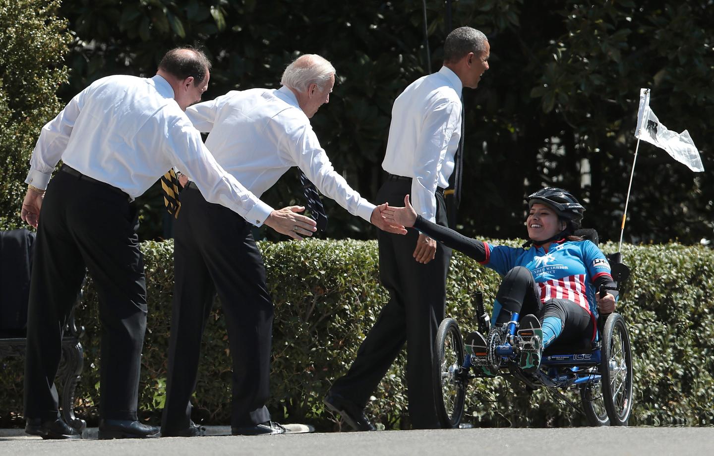 Obama And Biden Welcome Wounded Warrior Project's  Soldier Ride To White House