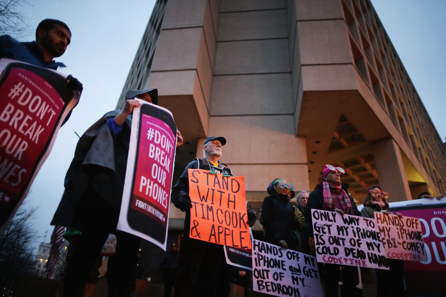 Apple Supporters Protest In Front Of FBI Headquarters In Washington DC