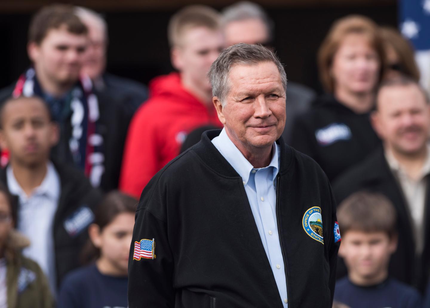 Presidential Candidate Gov. John Kasich Is Joined By Arnold Schwarzenegger At Rally In Columbus