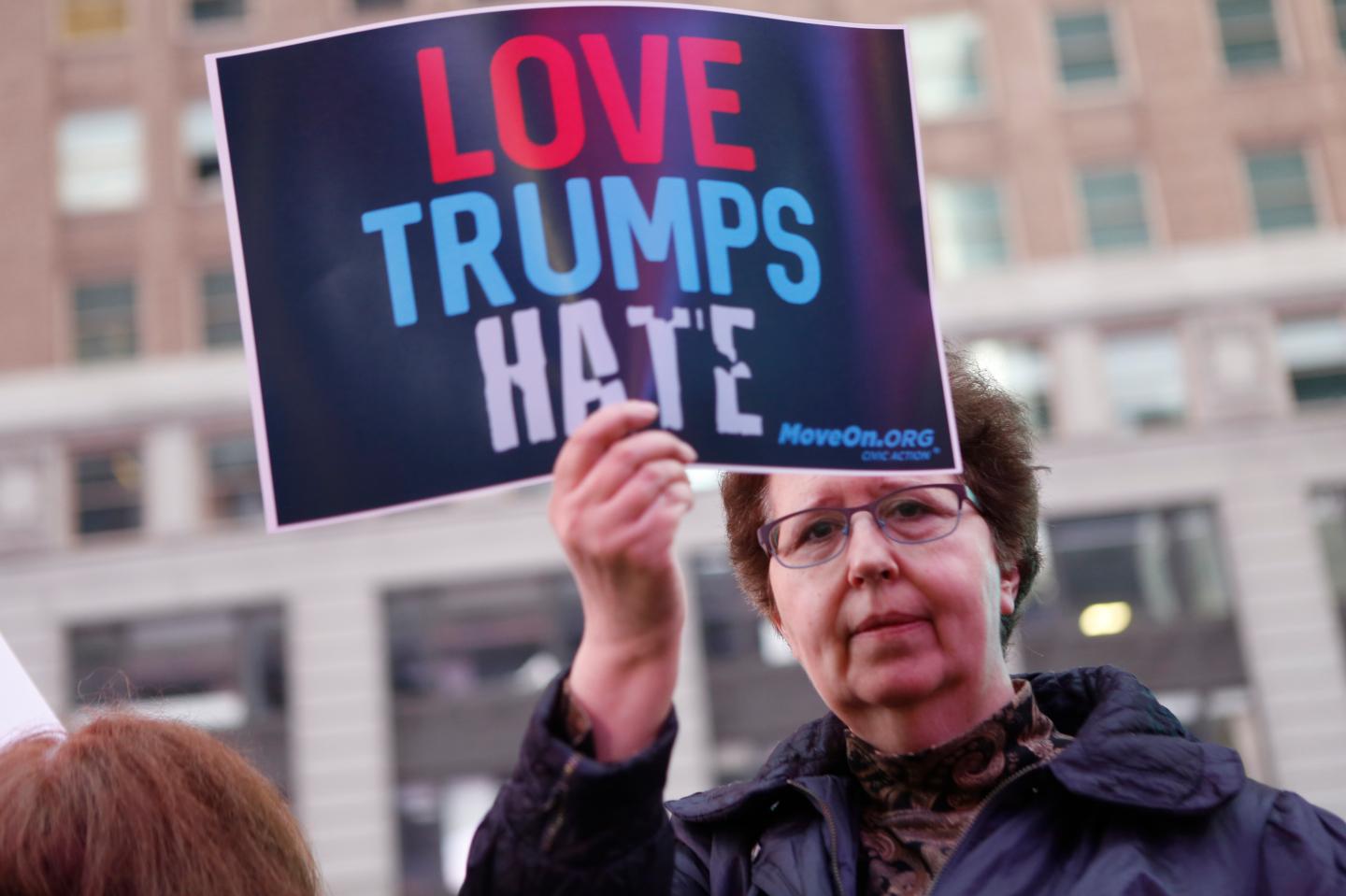 Americans Stand for Love & Against Trump's Hate Outside GMA