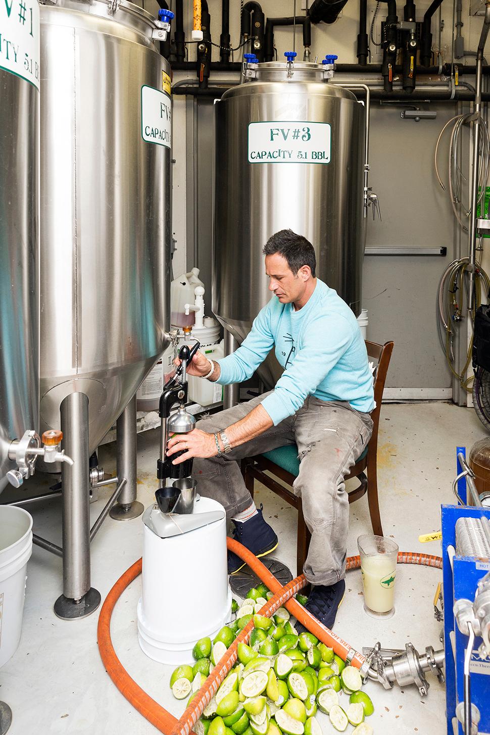 Rehoboth Beach, DE, Jan 12th 2016, Sam Calagione owner of Dogfish Beer is making a test batch at the original Brewpub at Dogfish Head Brewing and Eats. A lime induced brew. Photography By Christopher Lane/ Fortune Mag