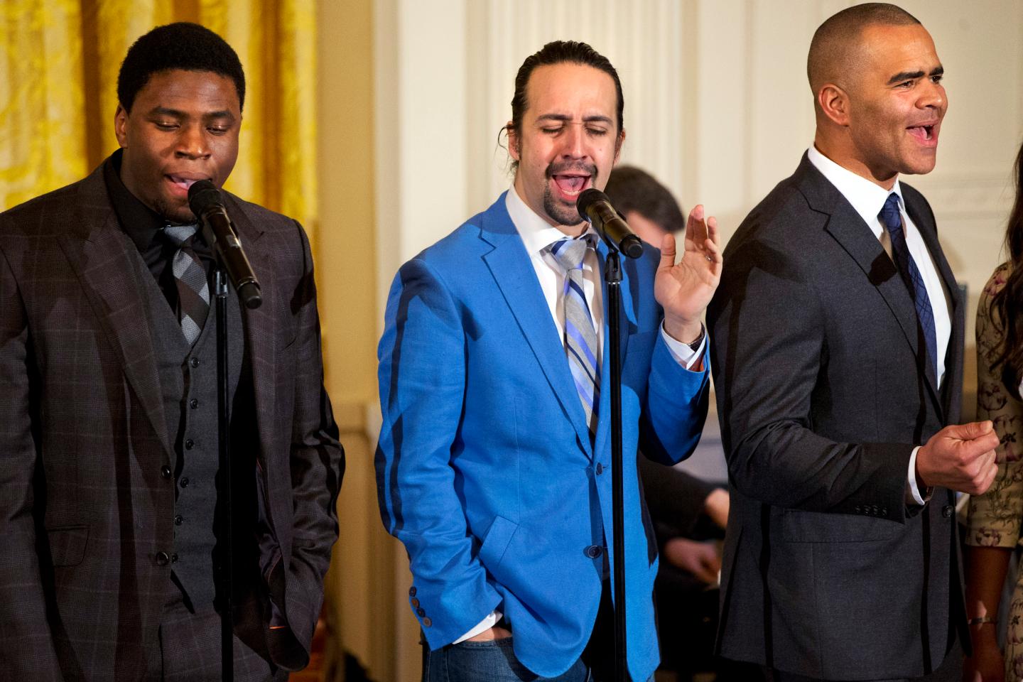 Okieriete Onaodowan, Lin-Manuel Miranda, Christopher Jackson