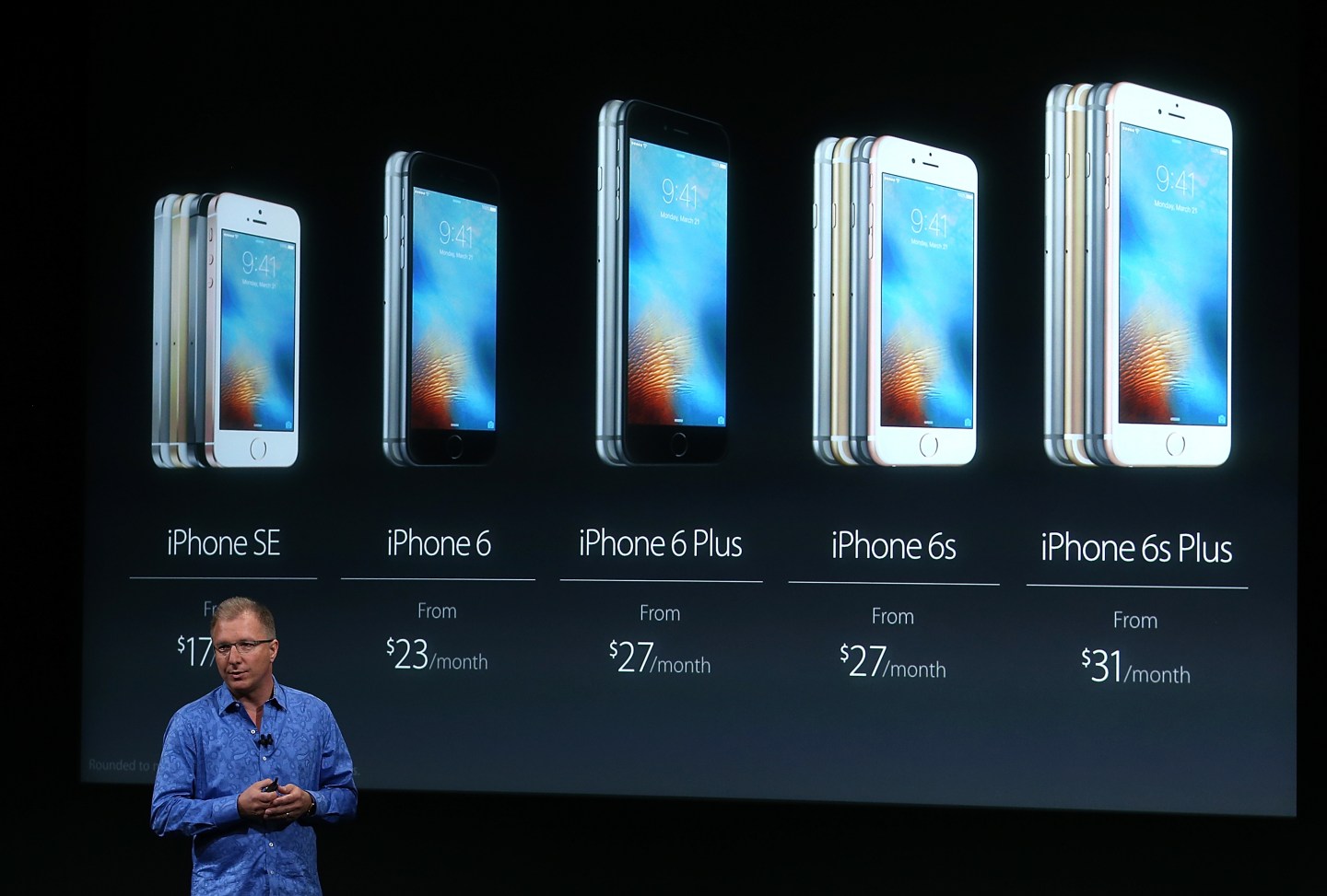CUPERTINO, CA - MARCH 21: Apple VP Greg Joswiak announces the new iPhone SE during an Apple special event at the Apple headquarters on March 21, 2016 in Cupertino, California. The company is expected to update its iPhone and iPad lines, and introduce new bands for the Apple Watch. (Photo by Justin Sullivan/Getty Images)