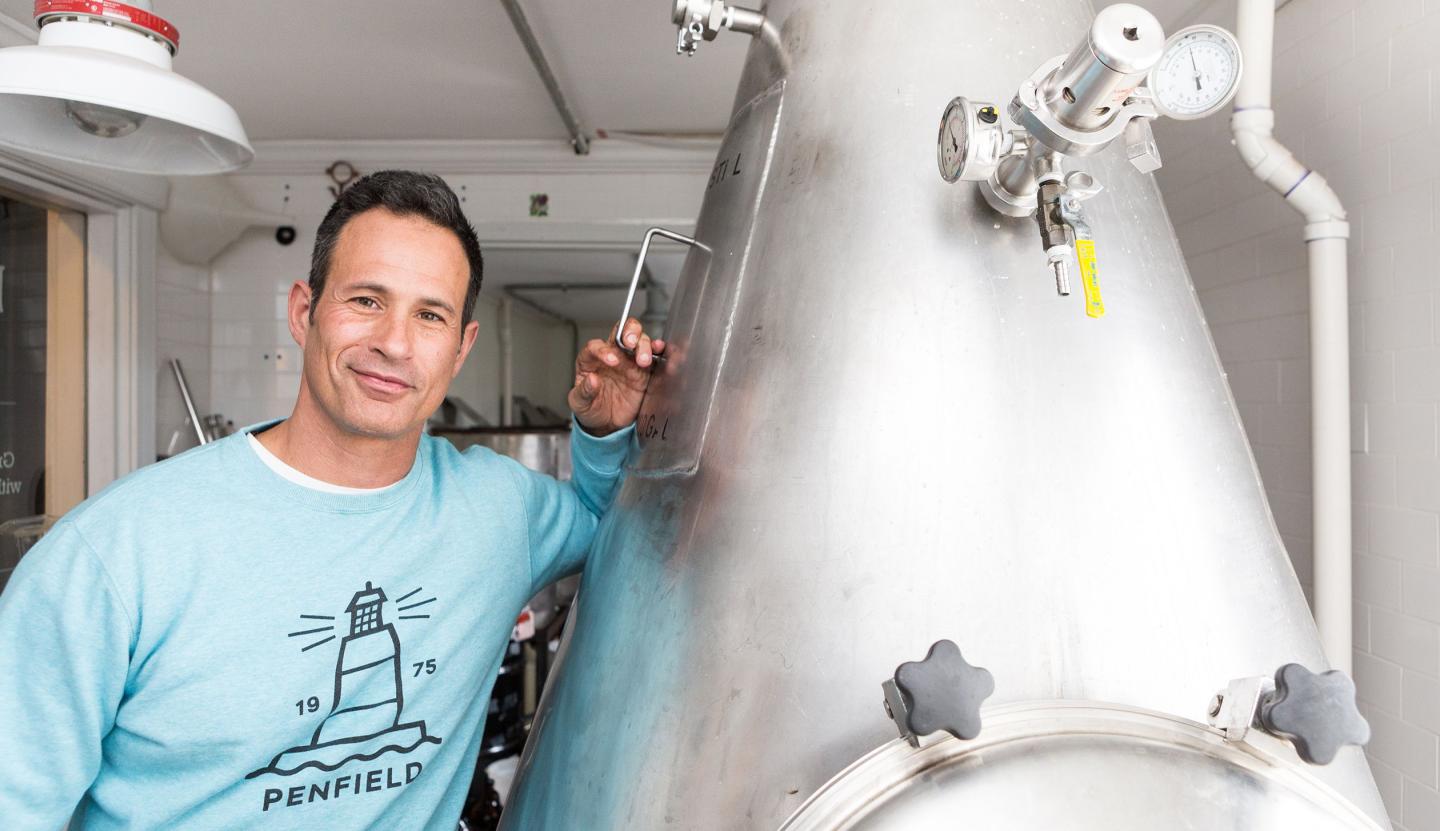 Rehoboth Beach, DE, Jan 12th 2016, Sam Calagione owner of Dogfish Beer is making a test batch at the original Brewpub at Dogfish Head Brewing and Eats. A lime induced brew. Photography By Christopher Lane/ Fortune Mag