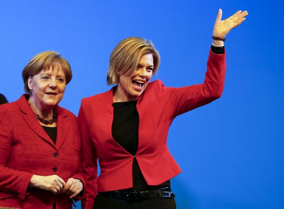 Merkel and Klockner campaign for the CDU during a rally for the federal Rhineland-Palatinate state elections in Bad Neuenahr-Ahrweiler