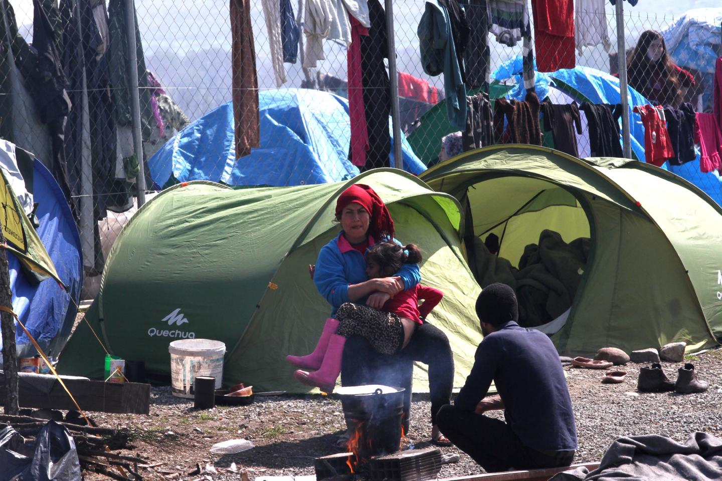 Refugees on Greek-Macedonian border