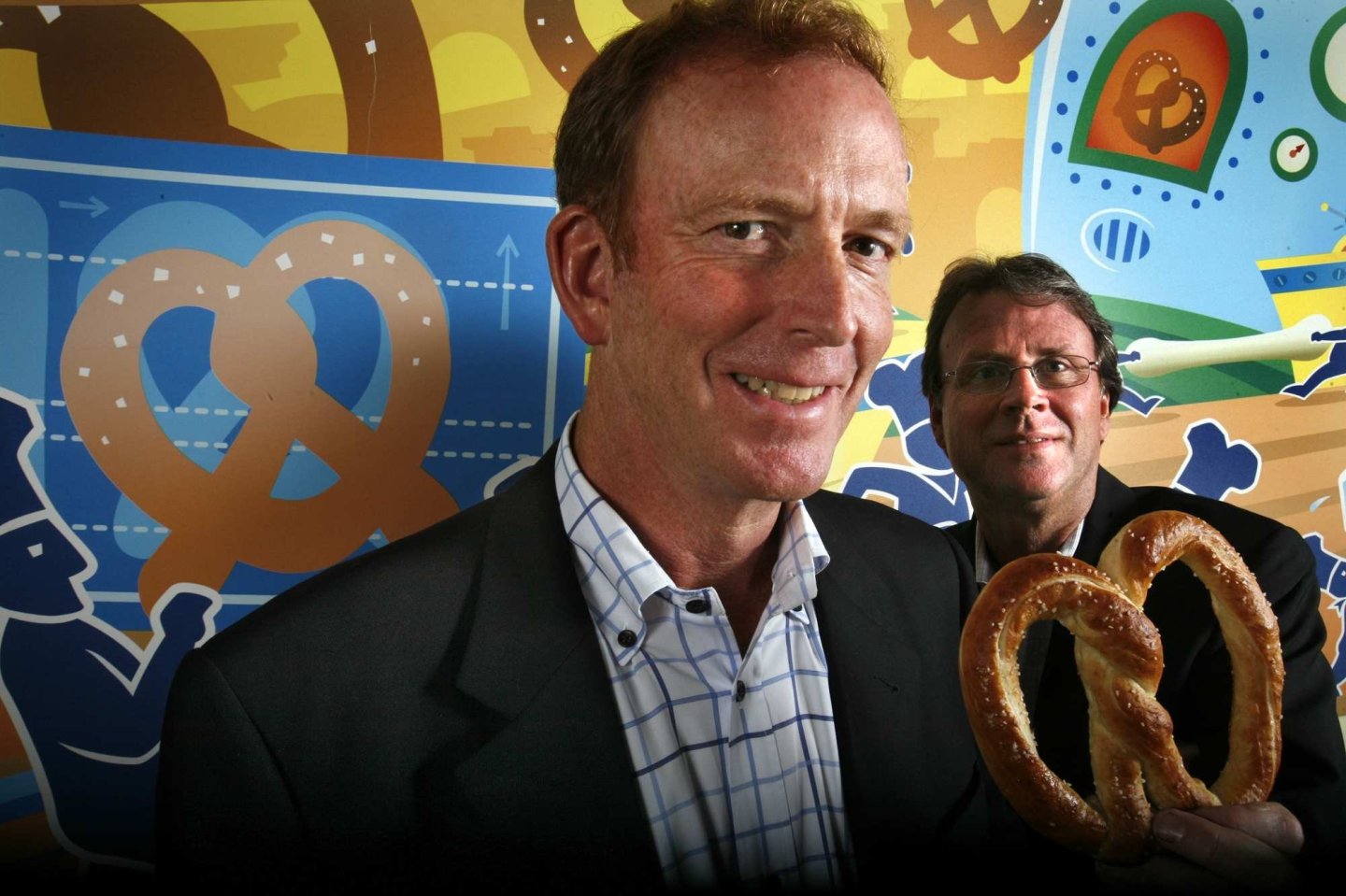 PASADENA, CA- OCTOBER 05, 2012: Bill Phelps and Rick Wetzel, the co-founders of the Wetzel's Pretzel