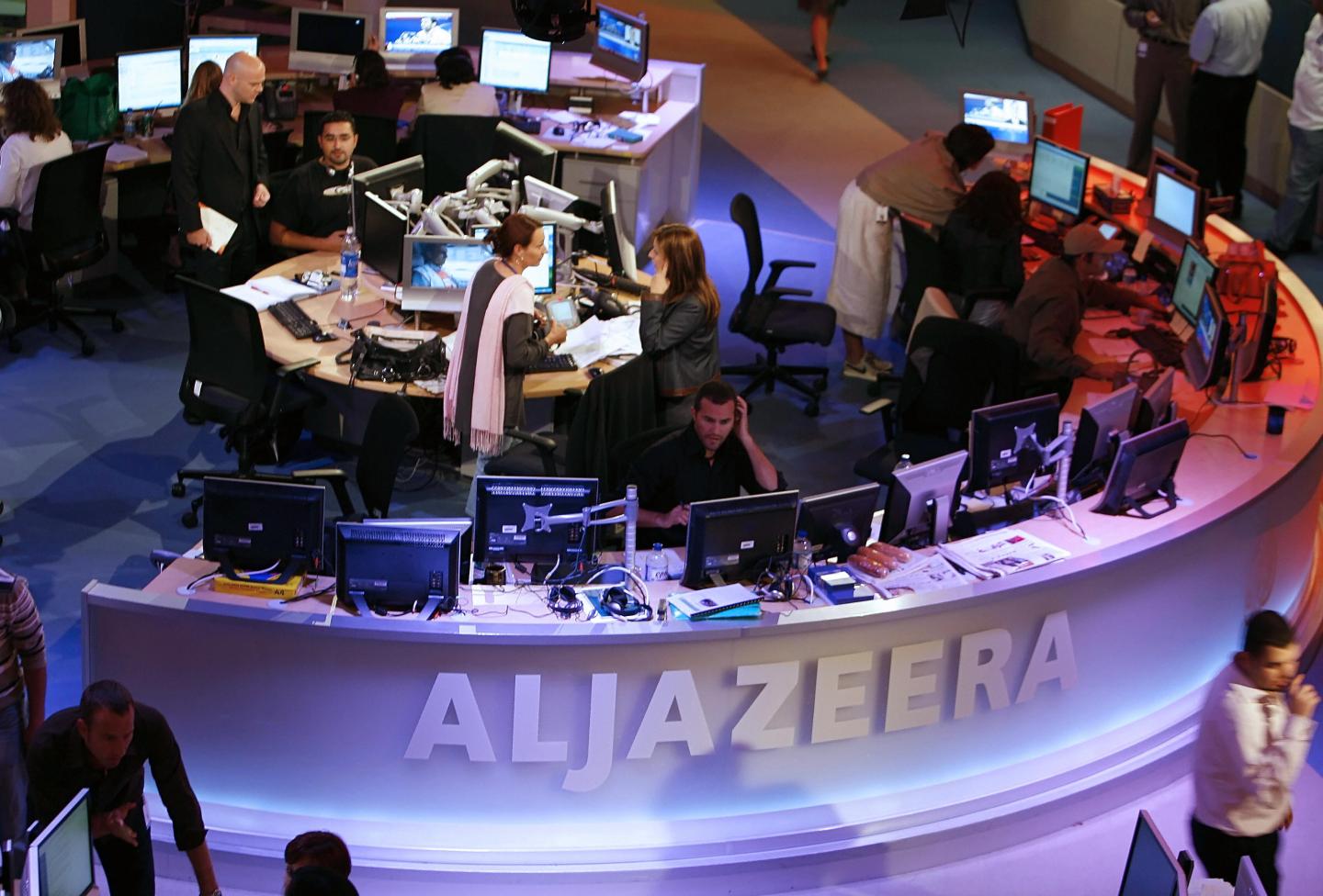 A general view shows the newsroom at the