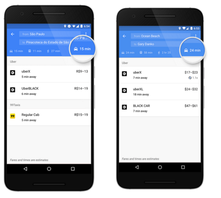 Google Maps Update Is Giving Uber Competition