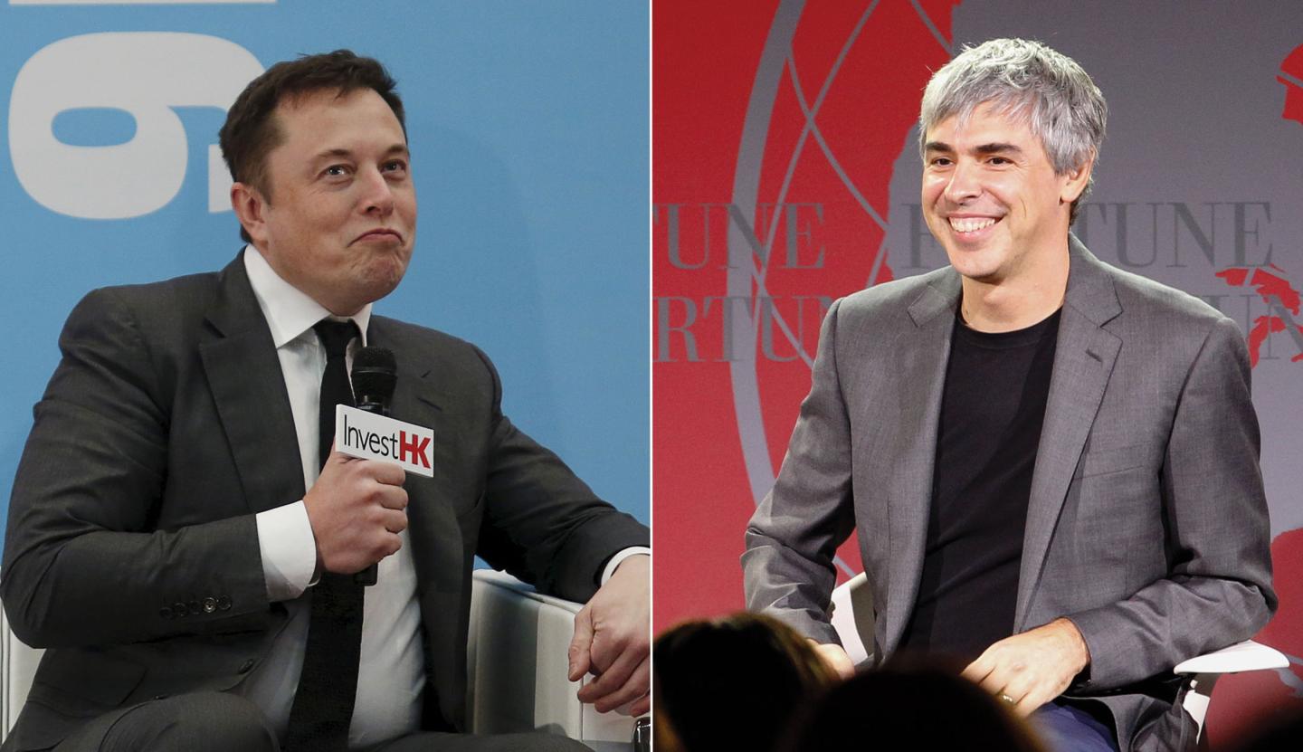 Alphabet CEO Larry Page and Tesla CEO Elon Musk