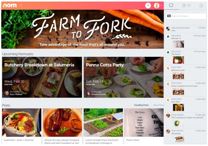 A screen capture of the Nom app.