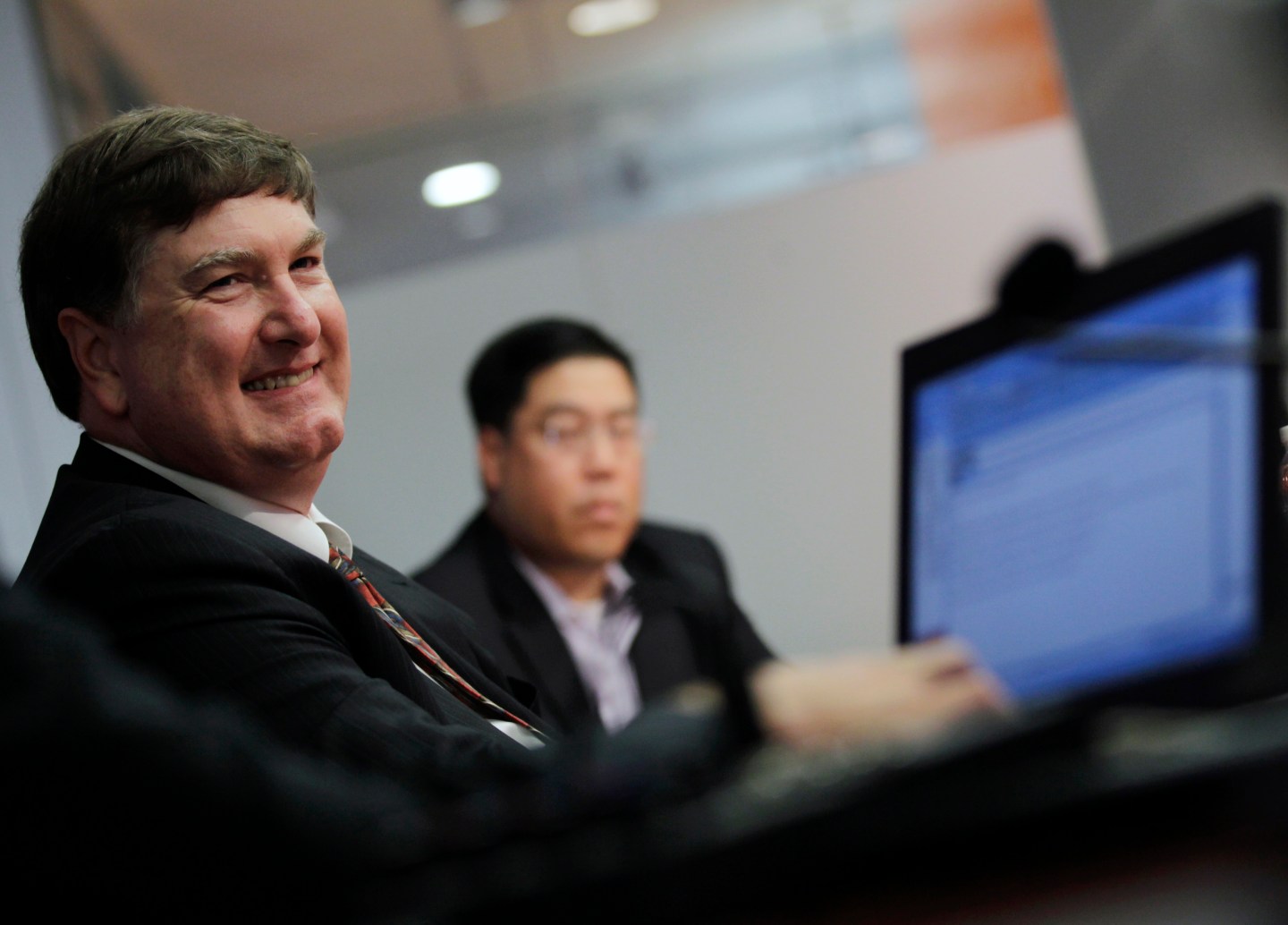 Johnson, senior VP of Corporate Strategy for Dell Inc, smiles during the Reuters Global Technology Summit in New York